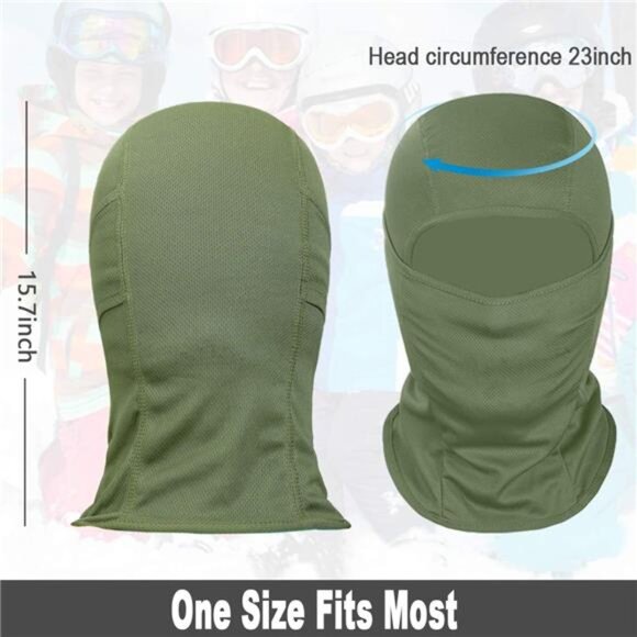 Unisex Ski Mask Balaclava Face Cover Shiesty Mask UV Protector, Army Green